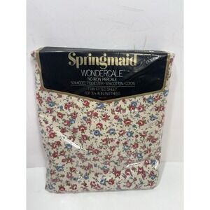 Vintage Springmaid Wondercale Twin size Fitted sheet Floral Calico print NEW